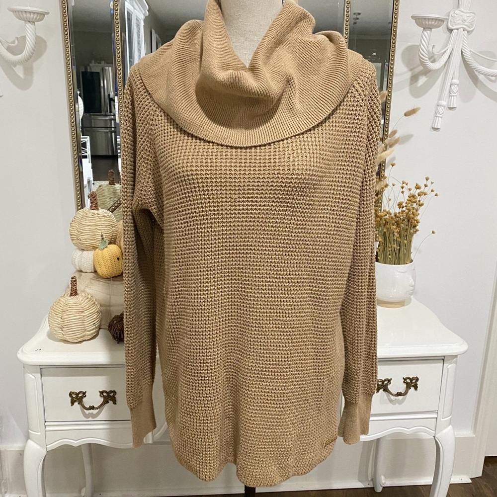 Michael Kors Pullover Knit Sweater Cowl Neck Sz Large Neutrals Oversized